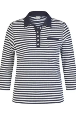 RABE Polo-Shirt pazifik gestreift 3/4-Arm