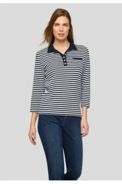RABE Polo-Shirt pazifik gestreift 3/4-Arm