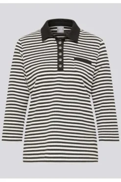 RABE Polo-Shirt schwarz gestreift 3/4-Arm