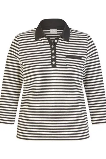 RABE Polo-Shirt schwarz gestreift 3/4-Arm