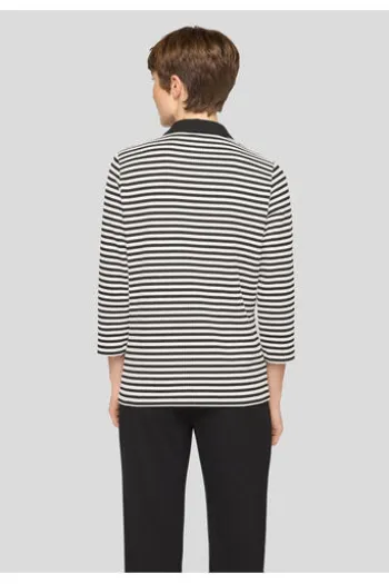 RABE Polo-Shirt schwarz gestreift 3/4-Arm