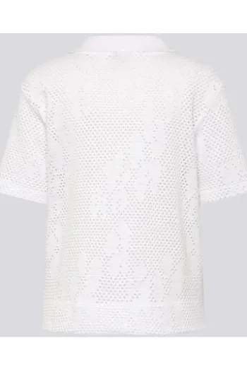 RABE Polo-Shirt weiß im Ajour-Strick