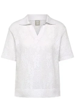 RABE Polo-Shirt weiß im Ajour-Strick