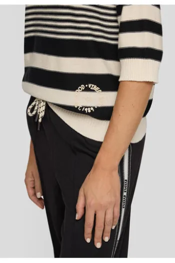 RABE Pullover alabaster gestreift Kurzarm