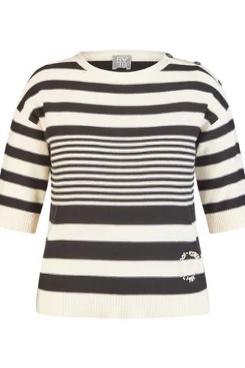 RABE Pullover alabaster gestreift Kurzarm