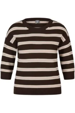 RABE Pullover mokka gestreift 3/4-Arm