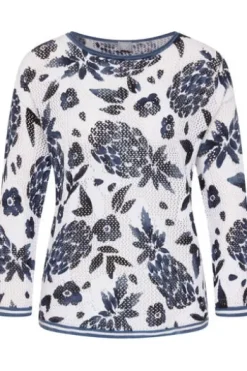 RABE Pullover pazifik geblümt 3/4-Arm
