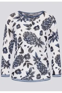 RABE Pullover pazifik geblümt 3/4-Arm