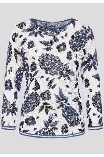 RABE Pullover pazifik geblümt 3/4-Arm