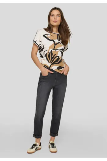 RABE Shirt alabaster gemustert Kurzarm