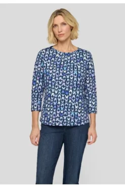 RABE Shirt dunkeljeans gemustert 3/4-Arm