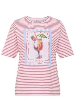 RABE Shirt koralle gestreift mit Frontprint