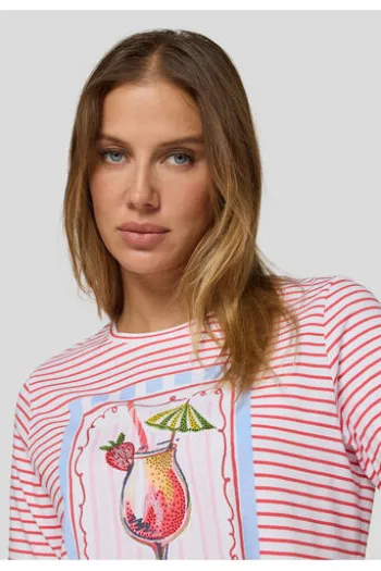 RABE Shirt koralle gestreift mit Frontprint