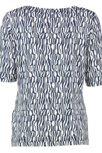 RABE Shirt marine/weiß gemustert Kurzarm