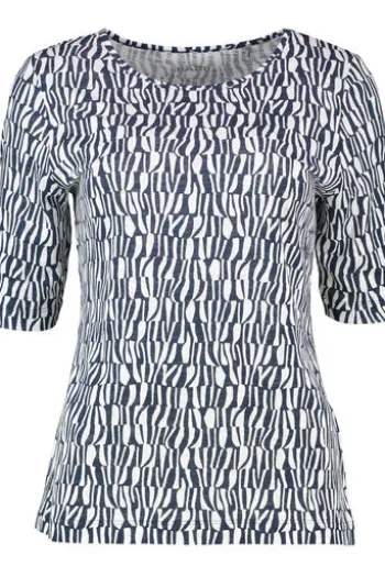 RABE Shirt marine/weiß gemustert Kurzarm