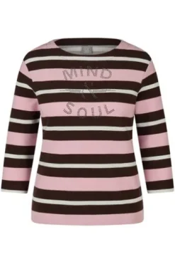 RABE Shirt mokka gestreift 3/4-Arm