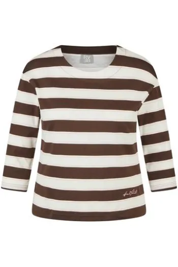RABE Shirt mokka gestreift 3/4-Arm