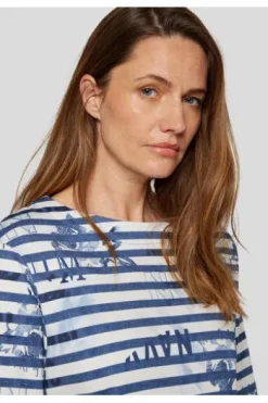RABE T-Shirt Denim Love dunkel jeans gestreift Kurzarm