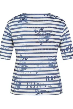 RABE T-Shirt Denim Love dunkel jeans gestreift Kurzarm