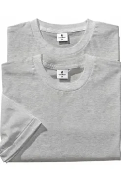 RAGMAN Doppelpack Rundhals-T-Shirt classic grau meliert Regular Fit