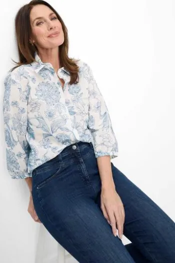 RAPHAELA BY BRAX Jeans Laura stoned lightly used hellblau Slim Fit mit Magic-Dehnbund