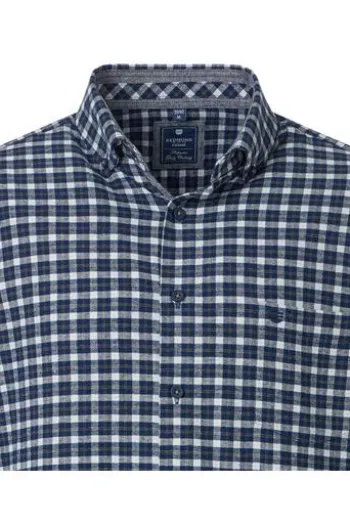 REDMOND Flanell Hemd blau kariert Comfort Fit Langarm