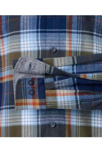 REDMOND Flanell Hemd blau kariert Comfort Fit Langarm