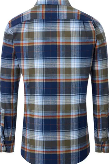REDMOND Flanell Hemd blau kariert Comfort Fit Langarm