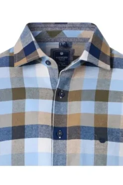 REDMOND Flanell Hemd grün kariert Comfort Fit Langarm
