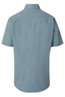 REDMOND Hemd blau gemustert Comfort Fit Kurzarm