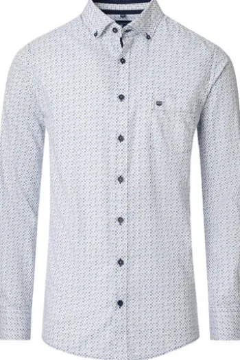REDMOND Hemd blau gemustert Comfort Fit Langarm