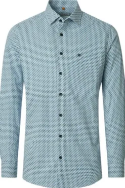 REDMOND Hemd blau gemustert Comfort Fit