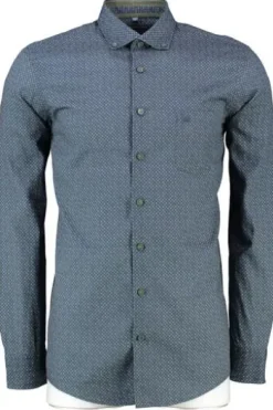 REDMOND Hemd blau/grün gemustert Comfort Fit Langarm