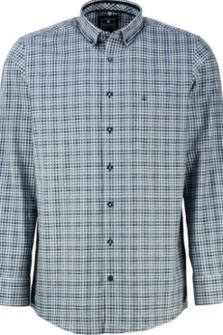 REDMOND Hemd blau kariert Comfort Fit Langarm Button-Down