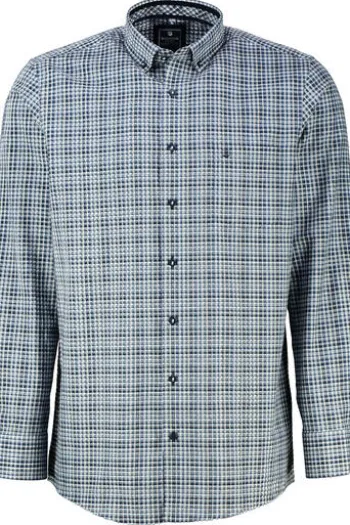 REDMOND Hemd blau kariert Comfort Fit Langarm Button-Down