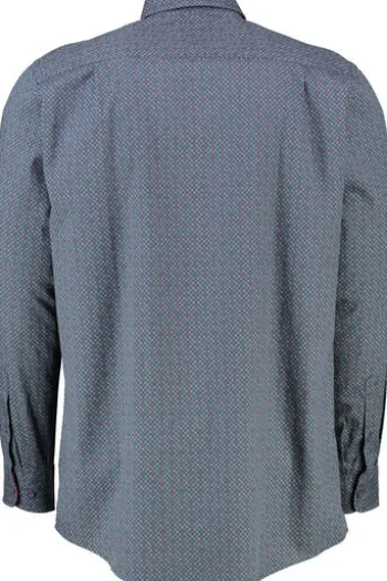 REDMOND Hemd blau/rot gemustert Comfort Fit Langarm