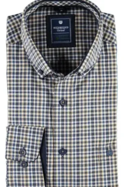 REDMOND Hemd braun kariert Comfort Fit Langarm Button-Down