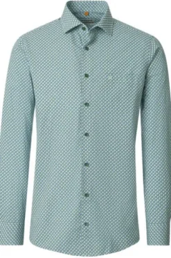 REDMOND Hemd grün gemustert Comfort Fit