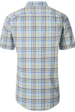 REDMOND Hemd grün kariert Regular Fit Kurzarm Button-Down