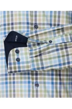 REDMOND Hemd grün kariert Regular Fit Langarm Button-Down