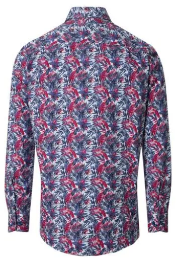 REDMOND Hemd rot geblümt Comfort Fit
