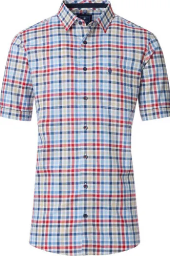 REDMOND Hemd rot kariert Regular Fit Kurzarm Button-Down
