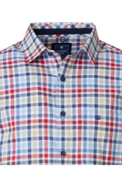 REDMOND Hemd rot kariert Regular Fit Langarm Button-Down