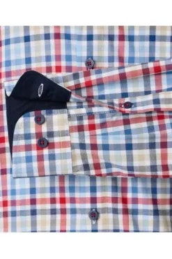 REDMOND Hemd rot kariert Regular Fit Langarm Button-Down