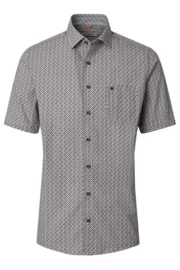 REDMOND Hemd terra gemustert Comfort Fit Kurzarm