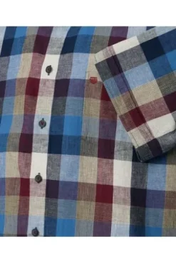 REDMOND Karo Hemd rot kariert Casual Fit Kurzarm
