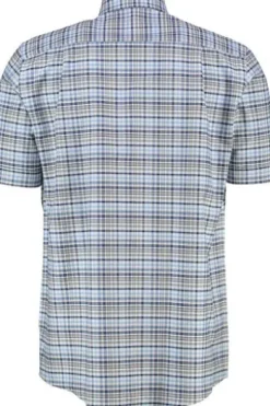 REDMOND Oxford Karo Hemd blau kariert Comfort Fit Kurzarm