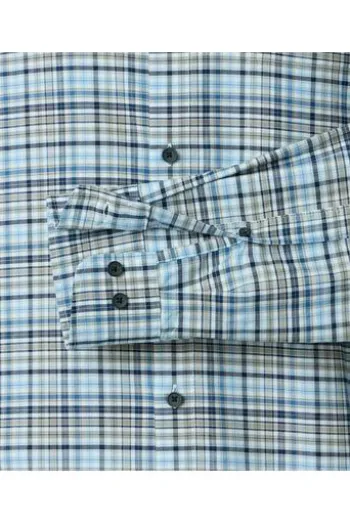 REDMOND Oxford Karo Hemd blau kariert Comfort Fit