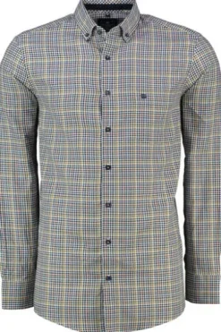 REDMOND Oxford Karo Hemd gelb kariert Regular Fit Langarm Button-Down