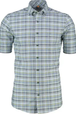 REDMOND Oxford Karo Hemd grün kariert Comfort Fit Kurzarm